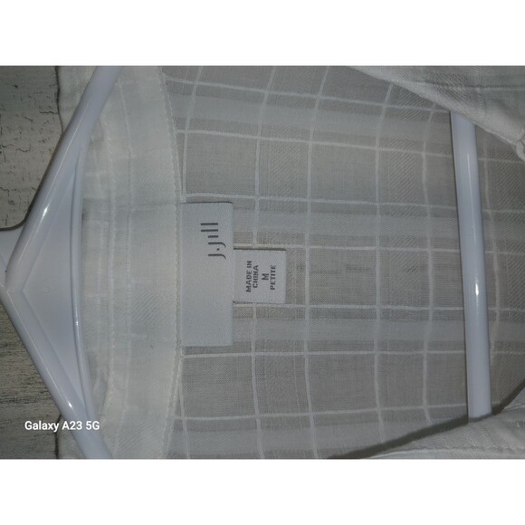 J. JILL Jacquard Blouse Shirt MP White 3/4 Sleeve Elliptical Button Up Classic - Picture 4 of 7